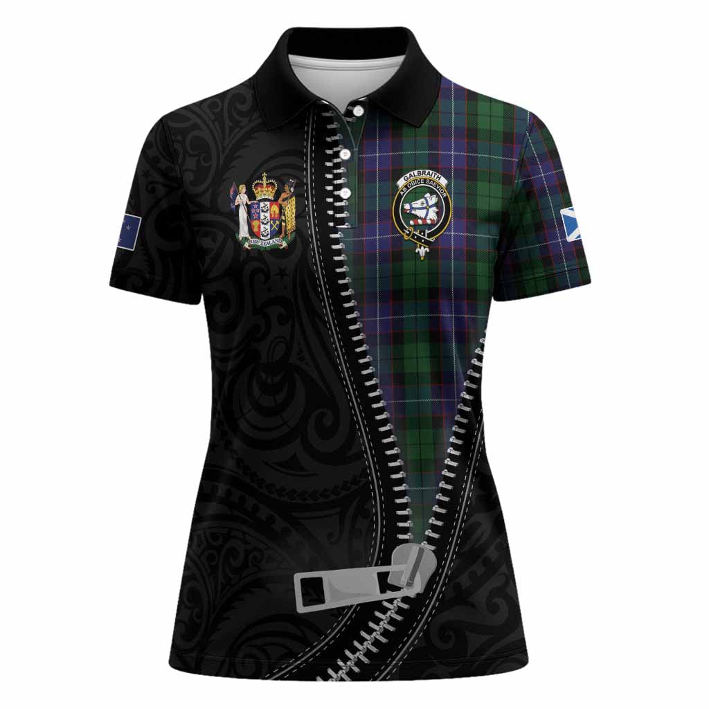 Galbraith Tartan Women Polo Shirt New Zealand Pattern Unique Zipper Stylized