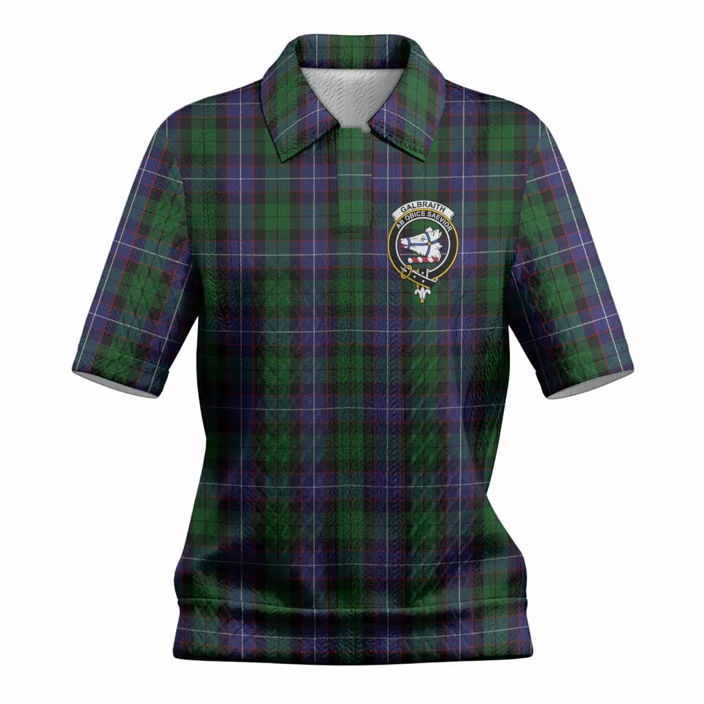 Galbraith Tartan Women’s Polo Sweater Top with Family Crest