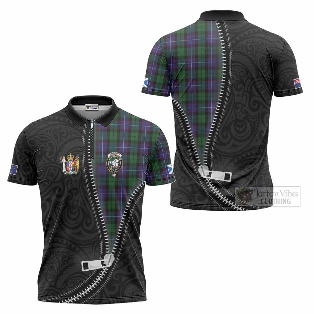 Galbraith Tartan Zipper Polo Shirt New Zealand Pattern Unique Zipper Stylized