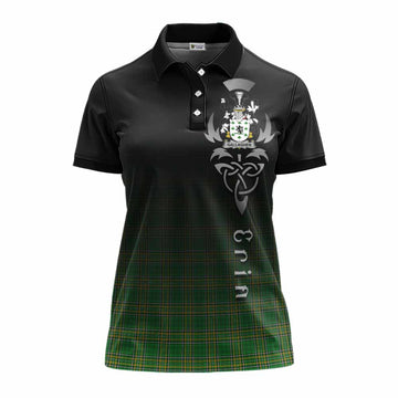 Gallagher Irish Clan Women's Polo Shirt with Coat of Arms Erin Go Bragh Celtic Inspired