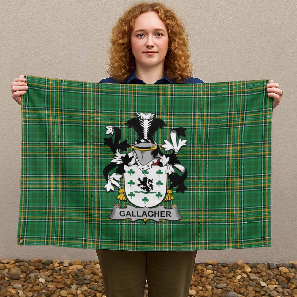 Tartan Vibes Clothing Gallagher Irish Clan Tartan House Flag with Coat of Arms