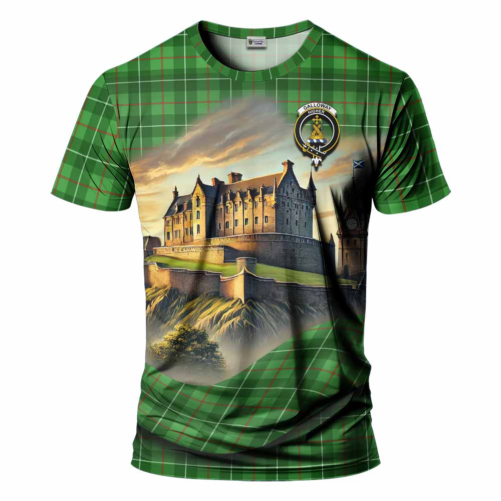 Tartan Vibes Clothing Galloway Tartan Family Crest T-Shirt with Scottish Ancient Castle Stype