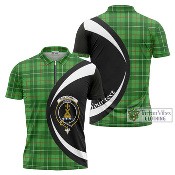 Tartan Vibes Clothing Galloway Tartan Zipper Polo Shirt with Family Crest Circle Style