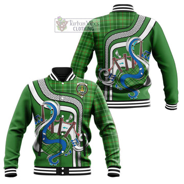 Tartan Vibes Clothing Galloway Tartan Baseball Jacket with Epic Bagpipe Style
