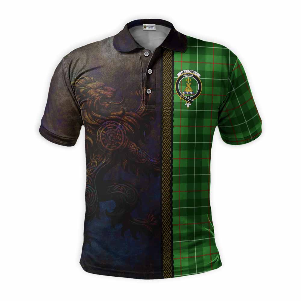 Tartan Vibes Clothing Galloway Tartan Family Crest Polo Shirt Alba Gu Brath Be Brave Lion Ancient Style