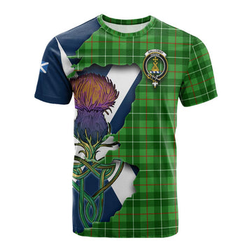 Galloway Tartan Family Crest Cotton T-shirt Scottish Thistle Celtic Inspired