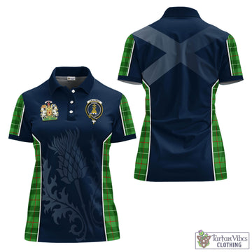 Galloway Tartan Women's Polo Shirt with Family Crest and Scottish Thistle Vibes Sport Style