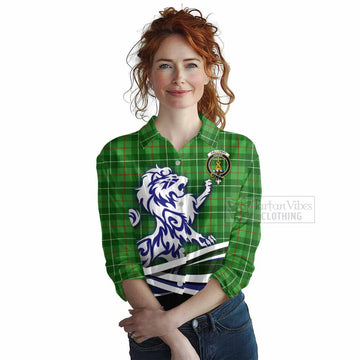 Galloway Tartan Women's Casual Shirt with Alba Gu Brath Regal Lion Emblem
