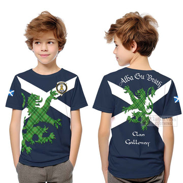 Tartan Vibes Clothing Galloway Tartan Lion Rampant Kid T-Shirt – Proudly Display Your Heritage with Alba Gu Brath and Clan Name