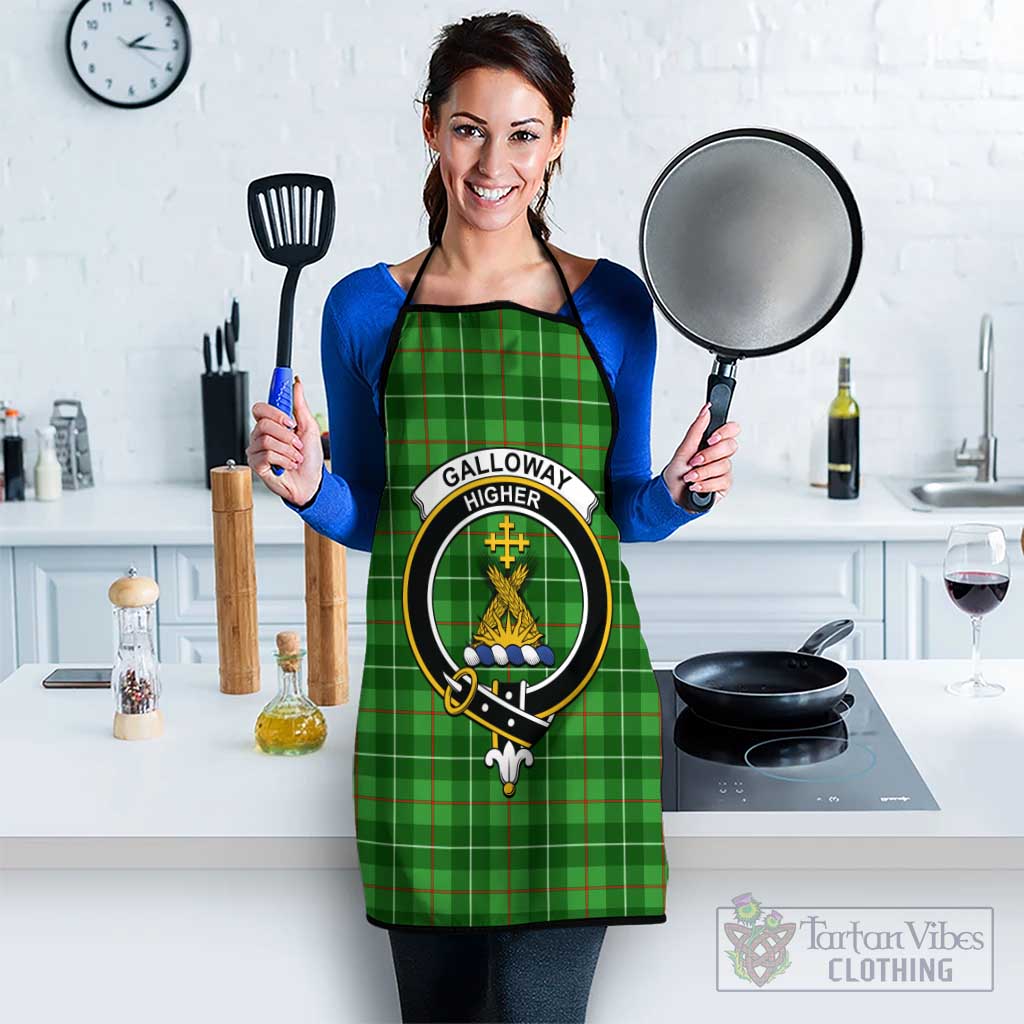 Galloway Tartan Apron with Family Crest Black S 38x47 cm - Tartan Vibes Clothing