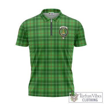 Galloway Tartan Zipper Polo Shirt with Family Crest