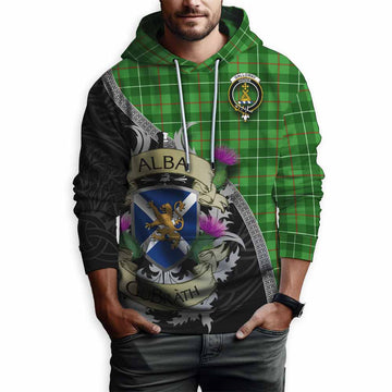 Tartan Vibes Clothing Galloway Tartan Family Crest Hoodie Lion Rampant Royal Thistle Shield Celtic Inspired