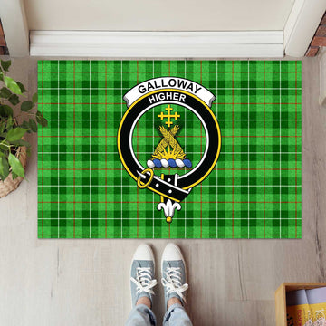 Galloway Tartan Rubber Doormat with Family Crest