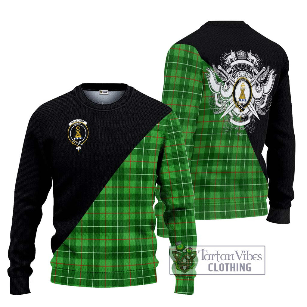 Galloway Tartan Knitted Sweater with Family Crest and Military Logo Style Unisex - Tartanvibesclothing Shop