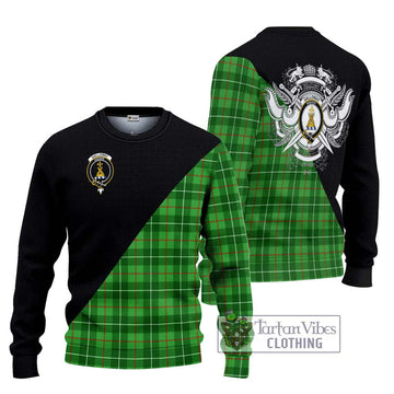 Galloway Tartan Knitted Sweater with Family Crest and Military Logo Style Unisex - Tartanvibesclothing Shop