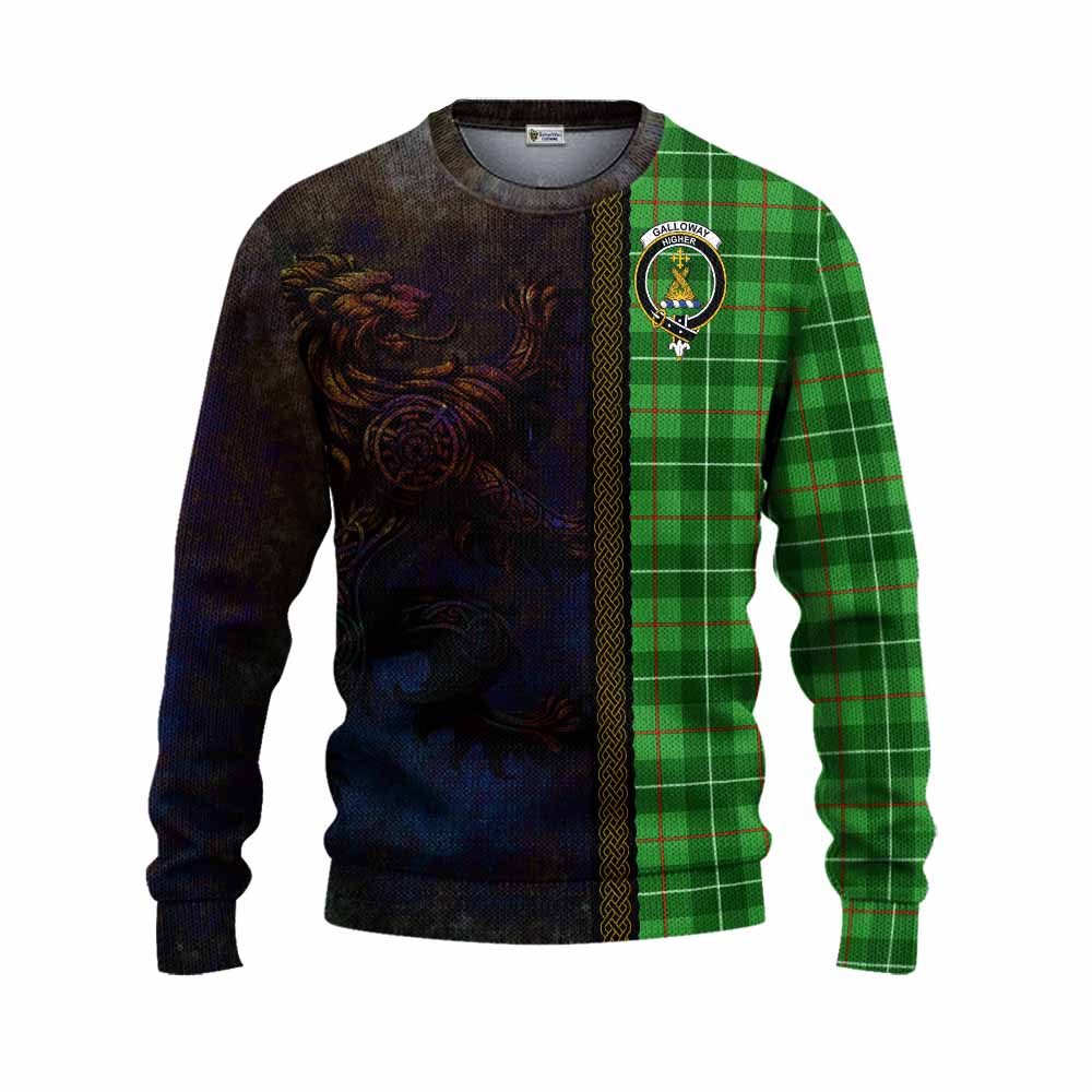Tartan Vibes Clothing Galloway Tartan Family Crest Knitted Sweater Alba Gu Brath Be Brave Lion Ancient Style