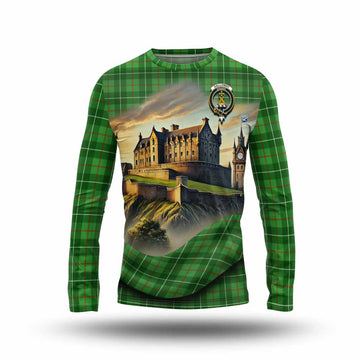 Tartan Vibes Clothing Galloway Tartan Family Crest Long Sleeve T-Shirt with Scottish Ancient Castle Style