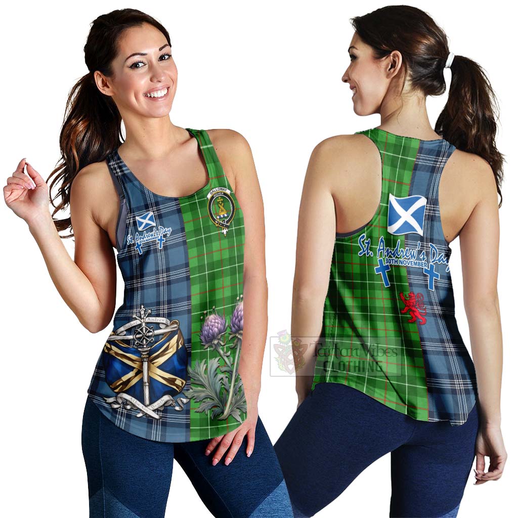 Tartan Vibes Clothing Galloway Tartan Women's Racerback Tanks Happy St. Andrew's Day Half Tartan Style