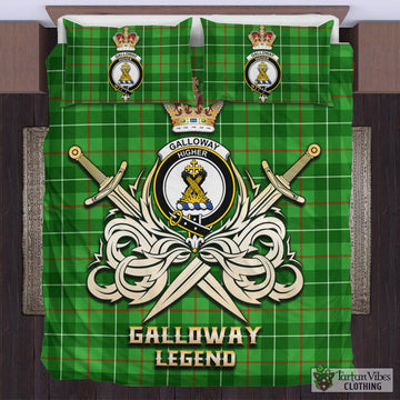 Galloway Tartan Bedding Set with Clan Crest and the Golden Sword of Courageous Legacy