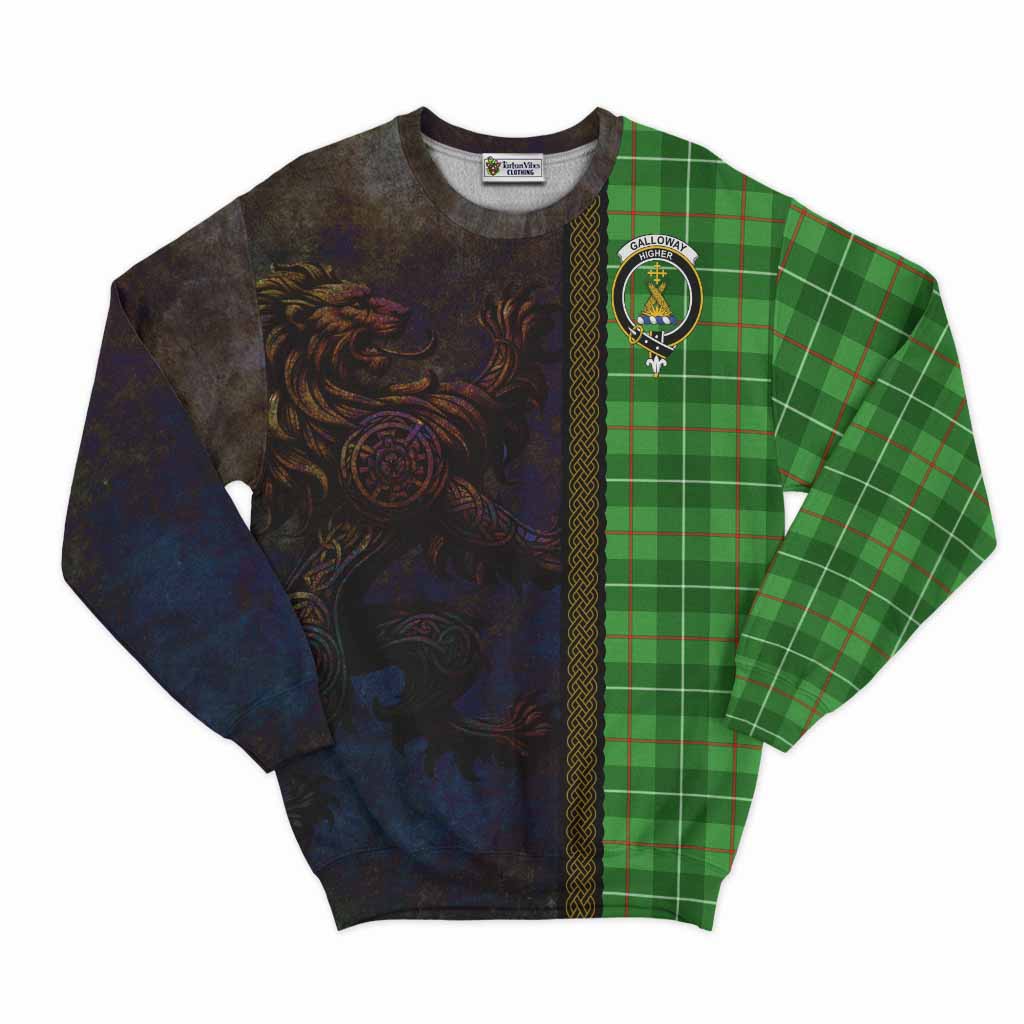 Tartan Vibes Clothing Galloway Tartan Family Crest Sweatshirt Alba Gu Brath Be Brave Lion Ancient Style