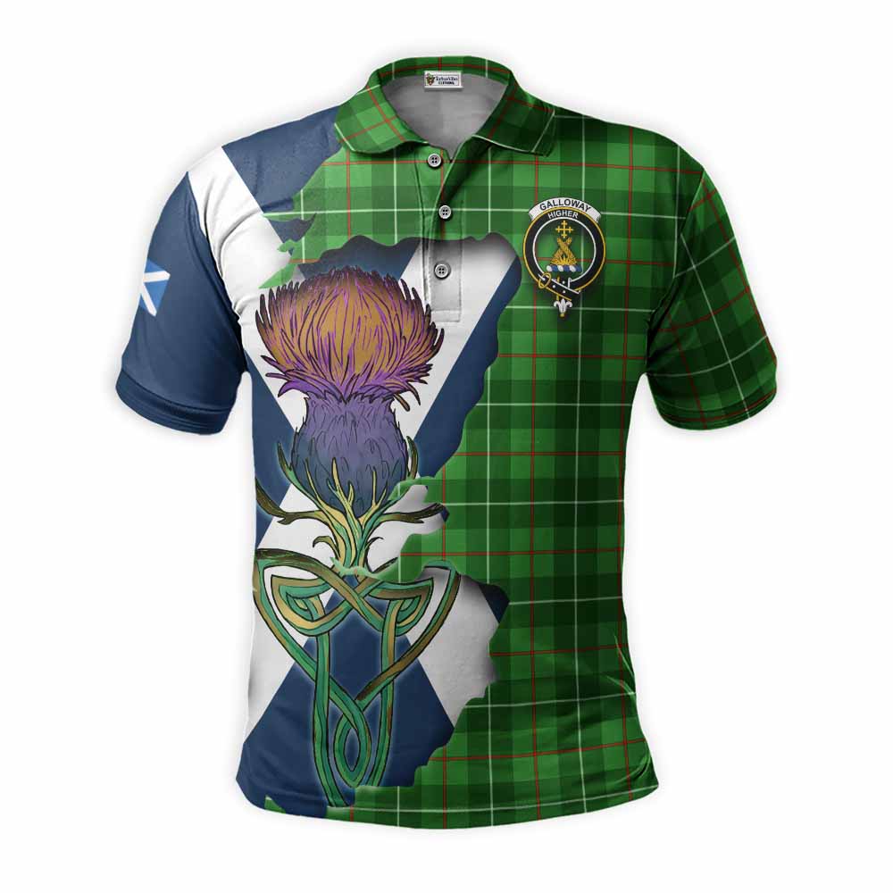 Tartan Vibes Clothing Galloway Tartan Family Crest Polo Shirt Scottish Thistle Celtic Inspired