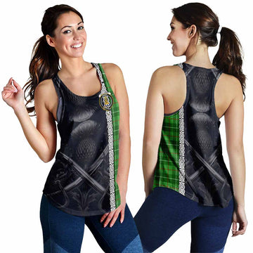 Tartan Vibes Clothing Galloway Tartan Women's Racerback Tanks with Family Crest Cross Sword Thistle Celtic Vibes