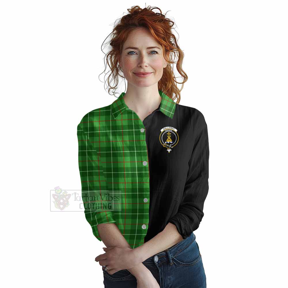 Tartan Vibes Clothing Galloway Tartan Women's Casual Shirt with Family Crest and Half Of Me Style