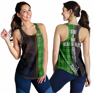Galloway Tartan Family Crest Women's Racerback Tanks Alba Gu Brath Be Brave Lion Ancient Style