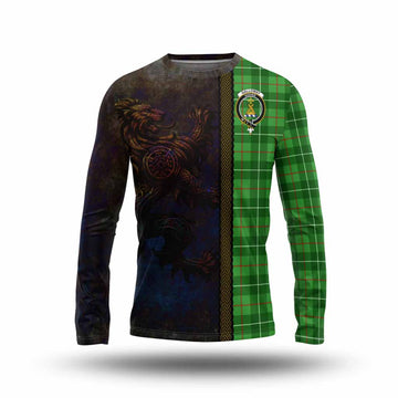 Galloway Tartan Family Crest Long Sleeve T-Shirt Alba Gu Brath Be Brave Lion Ancient Style