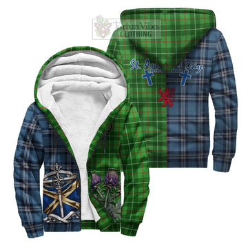 Galloway Tartan Sherpa Hoodie Happy St. Andrew's Day Half Tartan Style