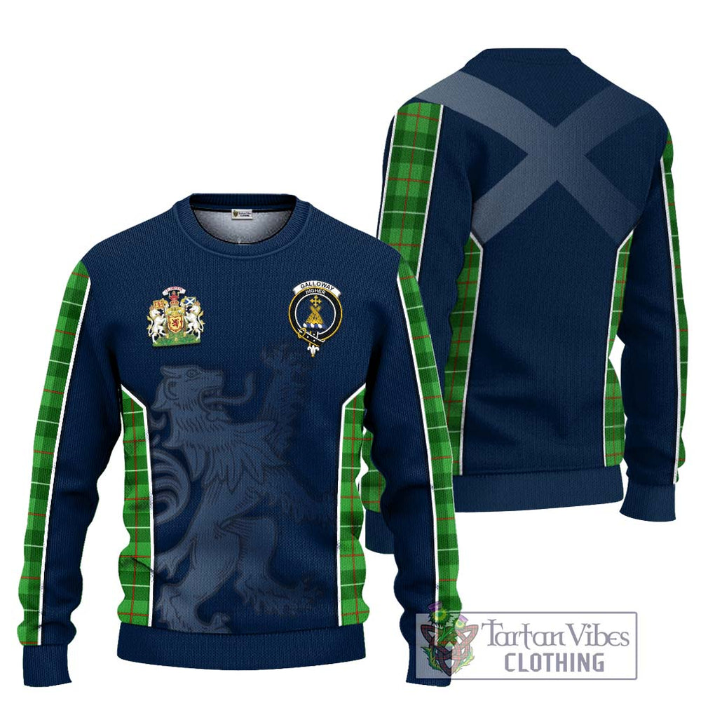 Galloway Tartan Knitted Sweater with Family Crest and Lion Rampant Vibes Sport Style Unisex - Tartan Vibes Clothing