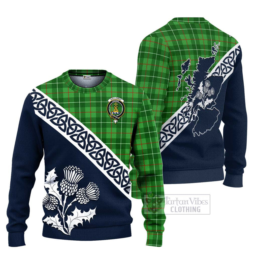 Tartan Vibes Clothing Galloway Tartan Knitted Sweater Featuring Thistle and Scotland Map