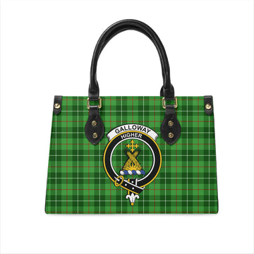 Galloway Tartan Leather Bag with Family Crest
