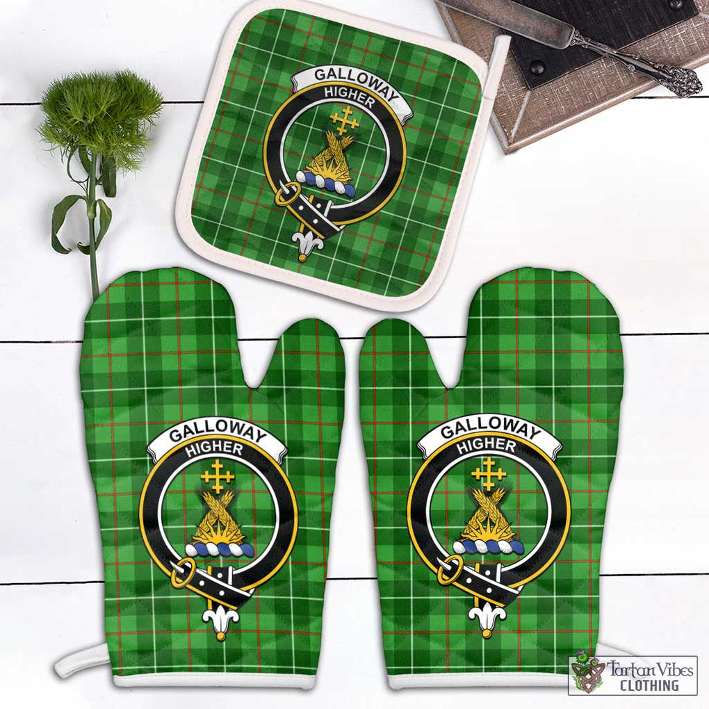 Galloway Tartan Combo Oven Mitt & Pot-Holder with Family Crest Combo 1 Oven Mitt & 1 Pot-Holder White - Tartan Vibes Clothing