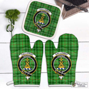 Galloway Tartan Combo Oven Mitt & Pot-Holder with Family Crest Combo 1 Oven Mitt & 1 Pot-Holder White - Tartan Vibes Clothing