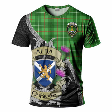 Tartan Vibes Clothing Galloway Tartan Family Crest T-Shirt Lion Rampant Royal Thistle Shield Celtic Inspired