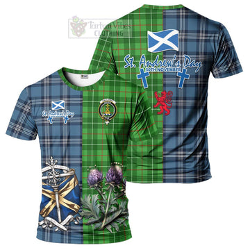 Tartan Vibes Clothing Galloway Tartan T-Shirt Happy St. Andrew's Day Half Tartan Style