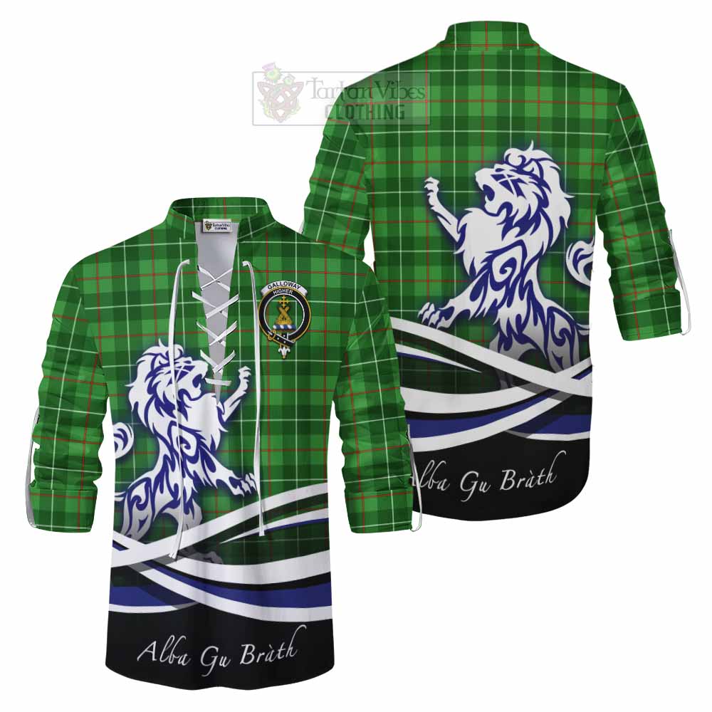 Tartan Vibes Clothing Galloway Tartan Ghillie Kilt Shirt with Alba Gu Brath Regal Lion Emblem