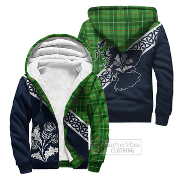 Galloway Tartan Sherpa Hoodie Featuring Thistle and Scotland Map