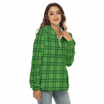 Galloway Tartan Women's Borg Fleece Hoodie with Half Zip