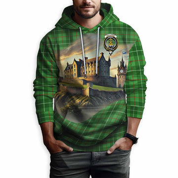 Tartan Vibes Clothing Galloway Tartan Family Crest Hoodie with Scottish Ancient Castle Style