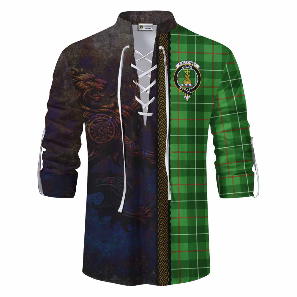 Tartan Vibes Clothing Galloway Tartan Family Crest Ghillie Kilt Shirt Alba Gu Brath Be Brave Lion Ancient Style