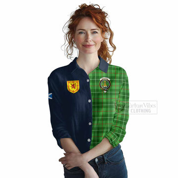 Galloway Tartan Women's Casual Shirt Alba with Scottish Lion Royal Arm Half Style