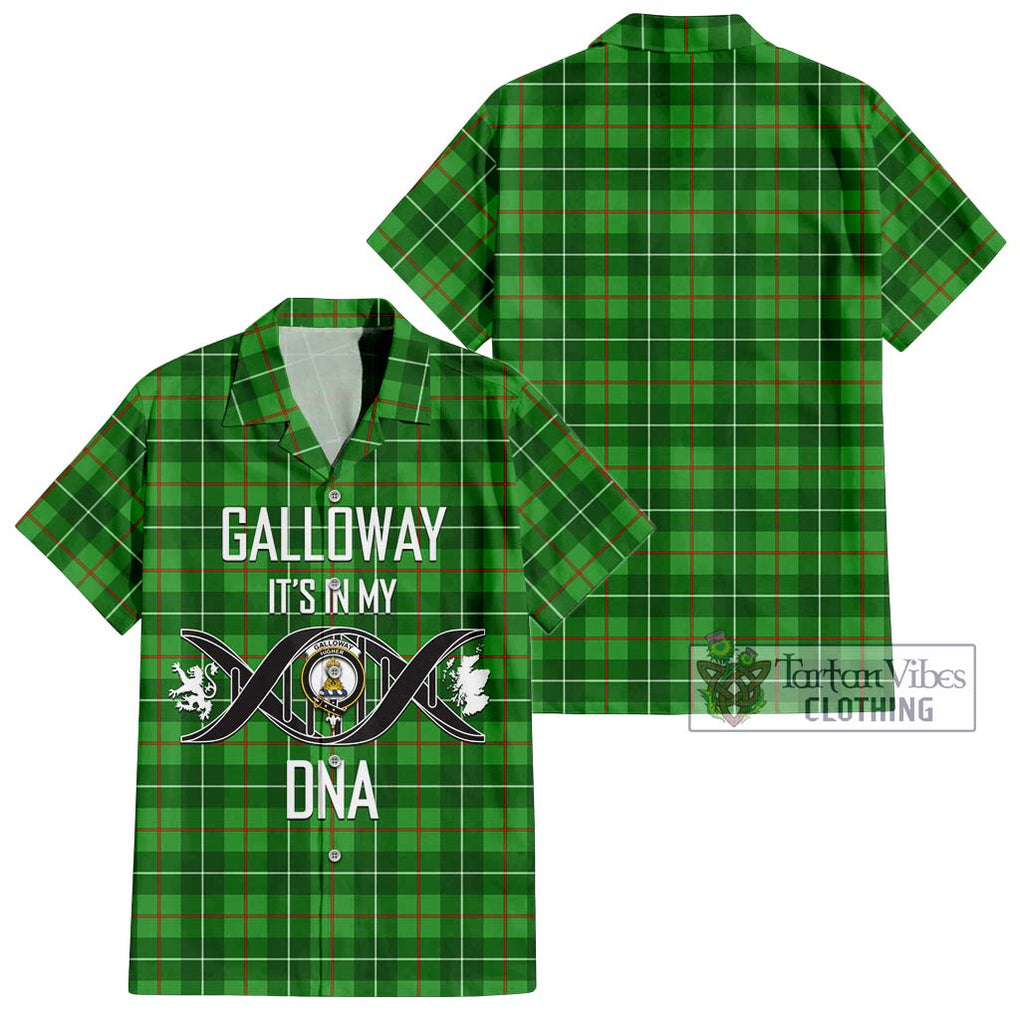 Galloway Tartan Short Sleeve Button Shirt with Family Crest DNA In Me Style Kid - Tartanvibesclothing Shop