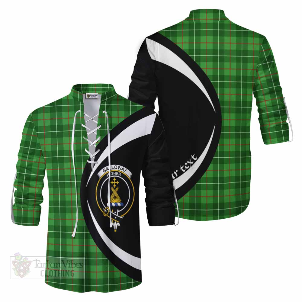 Tartan Vibes Clothing Galloway Tartan Ghillie Kilt Shirt with Family Crest Circle Style