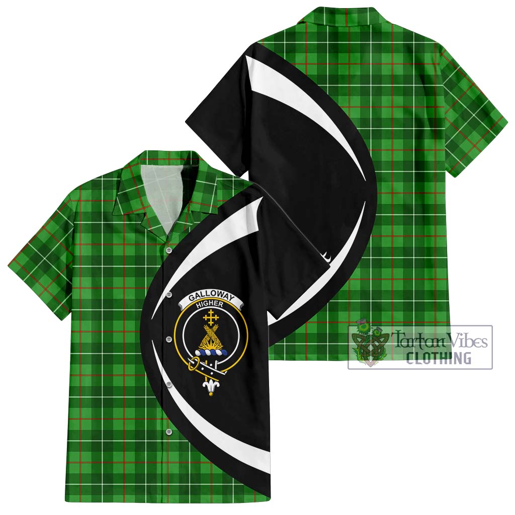 Galloway Tartan Short Sleeve Button Up with Family Crest Circle Style Kid - Tartan Vibes Clothing