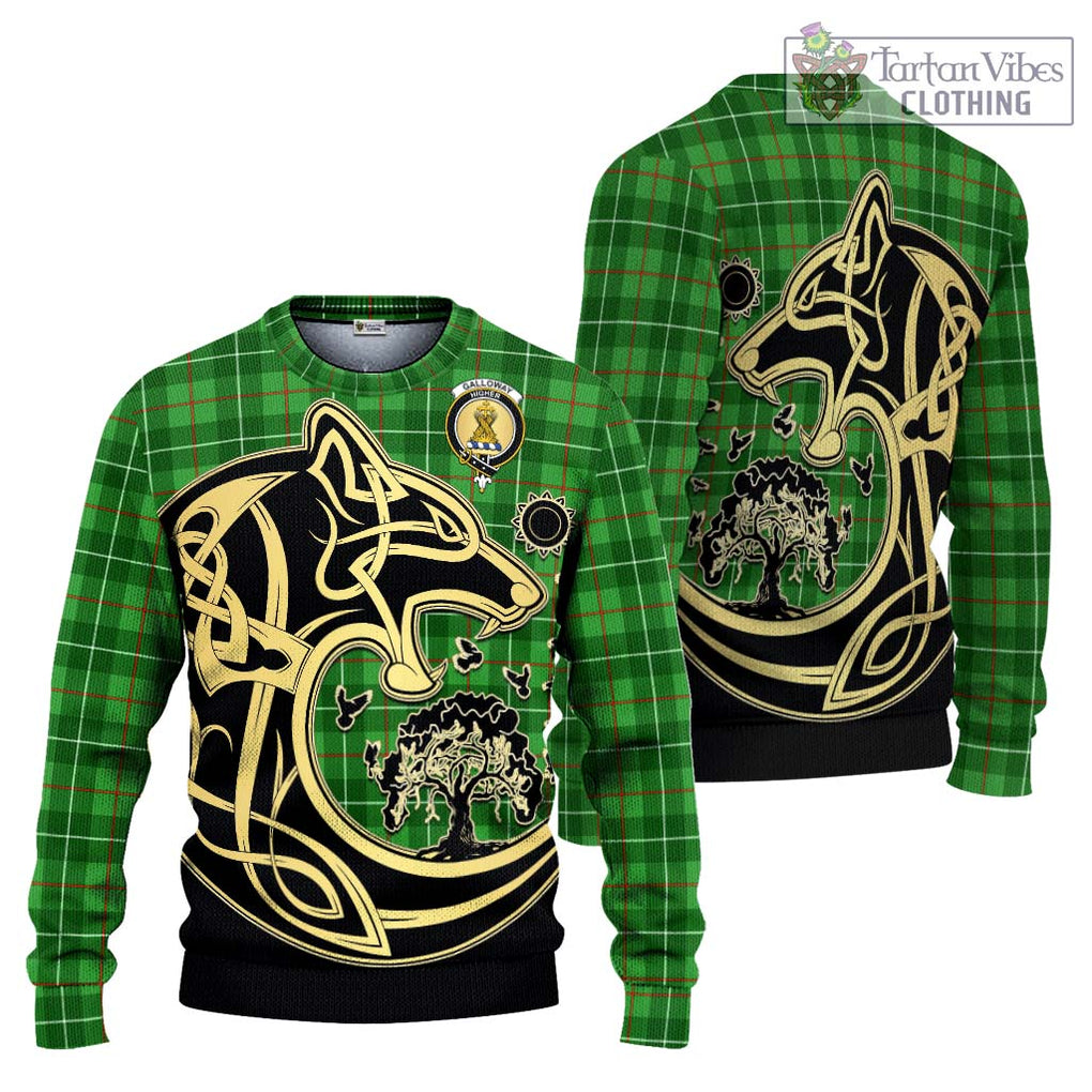 Galloway Tartan Knitted Sweater with Family Crest Celtic Wolf Style Unisex - Tartan Vibes Clothing