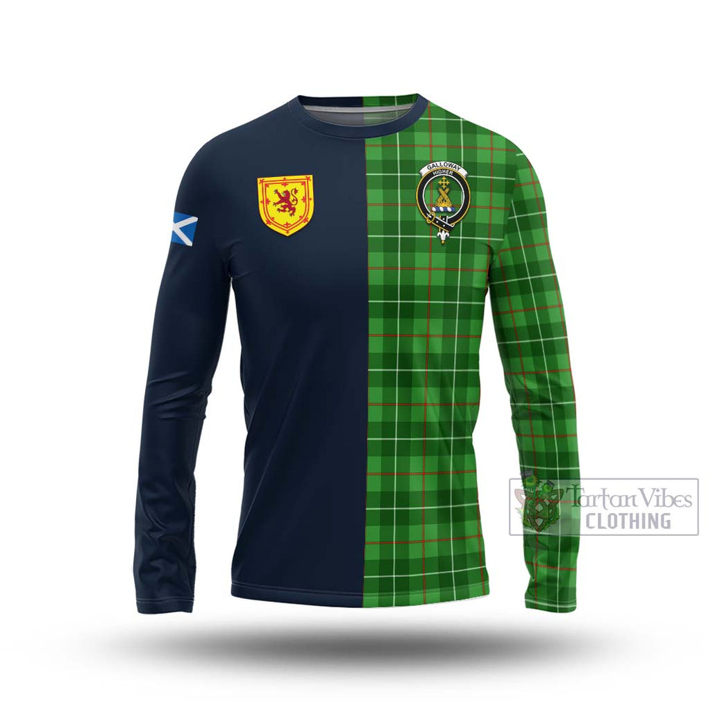 Tartan Vibes Clothing Galloway Tartan Long Sleeve T-Shirt with Scottish Lion Royal Arm Half Style