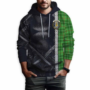 Tartan Vibes Clothing Galloway Tartan Hoodie with Family Crest Cross Sword Thistle Celtic Vibes