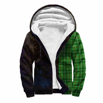 Galloway Tartan Family Crest Sherpa Hoodie Alba Gu Brath Be Brave Lion Ancient Style